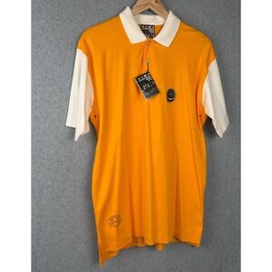 Vintage New International Design Team High Goal Polo Shirt Yellow White Size L